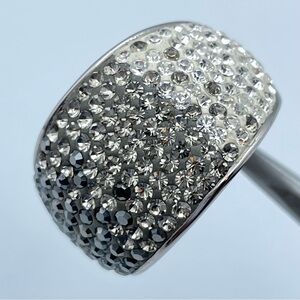 JCM Stainless Steel Crystal Pave Dome Ring Silver Gradient Bling Size 8